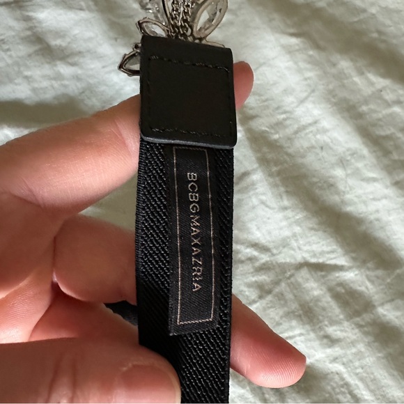 Elegant BCBGMaxazria Black and Silver Floral Women's Belt - Picture 4 of 5